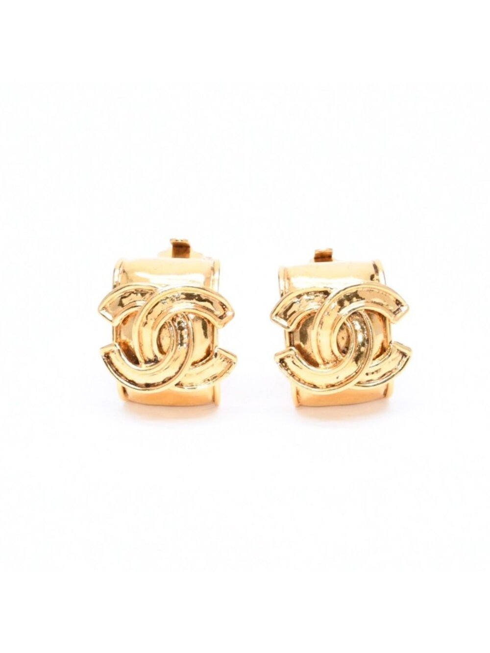 Chanel Earrings CC Logo Gold Stamp Weight